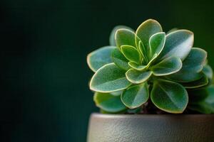 A close-up of a vibrant green succulent plant. photo