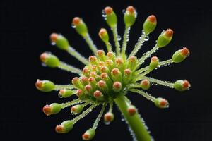 Close-up of a flower bud with water droplets. photo