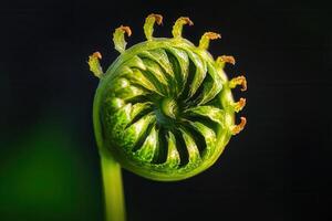 Close-up of a spiraled fern frond. photo