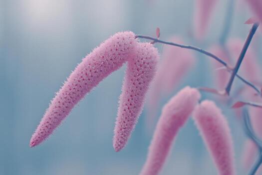 Delicate pink plant with fuzzy texture against a soft background. photo