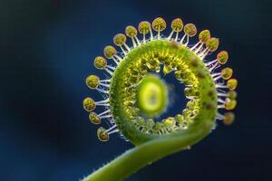 Close-up of a spiraling green plant structure. photo