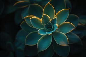 Close-up of a succulent plant with vibrant colors. photo