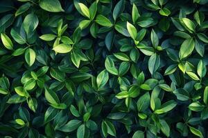 Lush green leaves creating a vibrant natural backdrop. photo