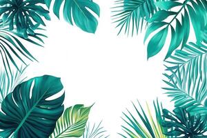 Tropical leaves frame with a blank center for text. photo