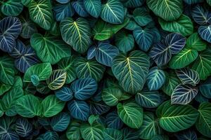 Lush green leaves creating a vibrant, natural pattern. photo