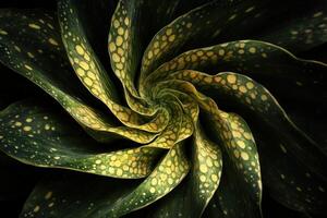 A close-up view of a spiraling green plant. photo