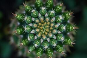 A close-up view of a vibrant green cactus. photo