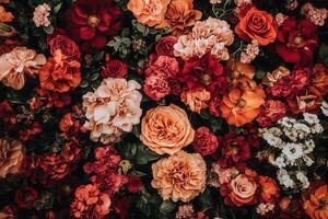 A vibrant arrangement of colorful flowers in full bloom. photo