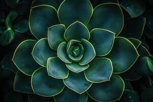 A close-up of a succulent plant with layered leaves. photo
