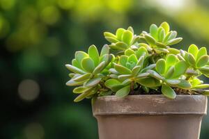 A close-up of a succulent plant in a pot. photo
