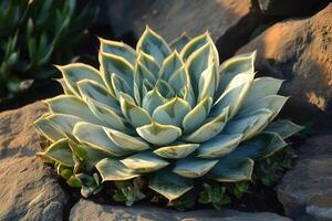 A succulent plant with thick, pointed leaves. photo