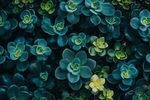 A lush arrangement of various succulent plants. photo