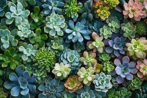 A vibrant arrangement of various succulent plants. photo