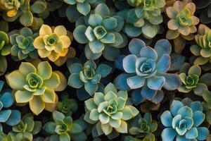A vibrant arrangement of various succulent plants. photo