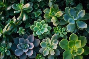 A vibrant arrangement of various succulents. photo