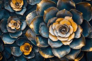 Artistic floral design with metallic hues and textures. photo