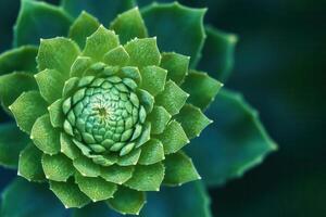 Close-up of a green succulent plant with intricate patterns. photo