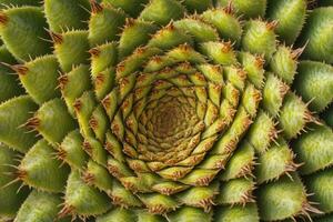 Close-up of a spiral arrangement of green succulent leaves. photo