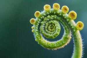 Close-up of a fern frond with yellow tips. photo