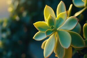 Close-up of a vibrant succulent plant in natural light. photo