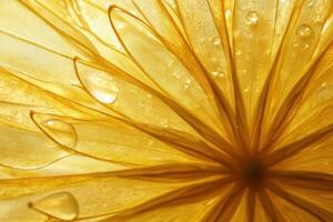 Close-up of a yellow flower with water droplets. photo