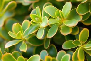 Close-up of vibrant green succulent leaves. photo