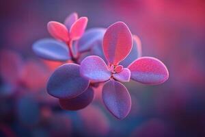 Close-up of vibrant, colorful plant leaves. photo