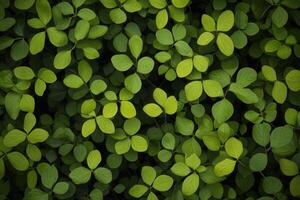 Dense green foliage with varying leaf shapes and sizes. photo