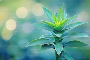 Green plant with sharp leaves against a soft background. photo