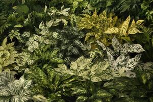 Lush assortment of vibrant green foliage and plants. photo