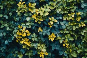 Lush green foliage with varying shades and textures. photo