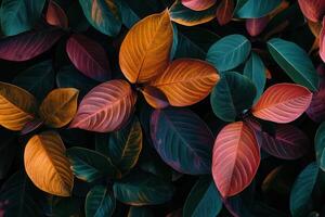 Vibrant foliage with various leaf colors and textures. photo