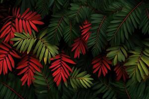 Vibrant green and red foliage creating a lush backdrop. photo
