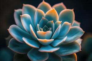 Vibrant succulent plant with layered leaves. photo