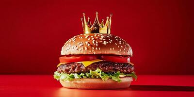 A hamburger with a crown on top of it photo