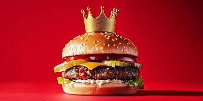 A hamburger with a crown on top of it photo