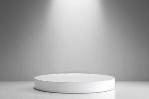 Round podium with spotlight on white background photo