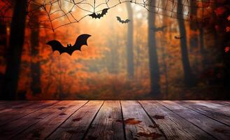 Halloween background with bats and webs photo