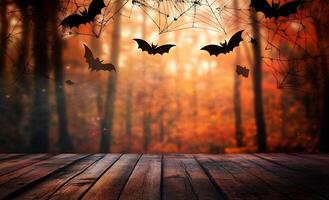 Halloween background with bats and webs photo