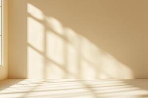 Empty room with sunlight streaming through the window photo