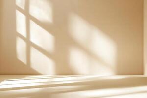 An empty room with sunlight streaming through the windows photo