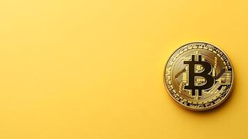 Bitcoin on yellow background photo