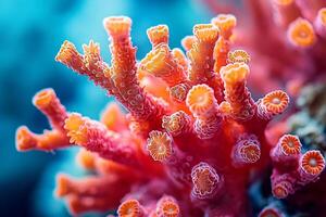A close up of a coral with orange and yellow photo