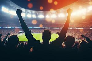 People cheering at a soccer game photo