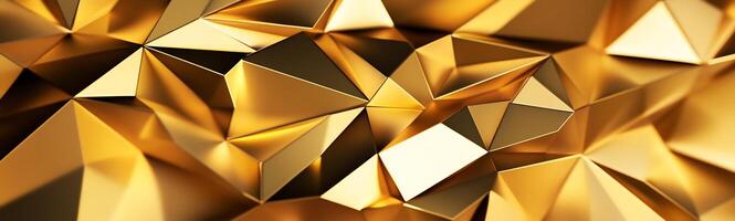 Golden 3d background with triangles photo