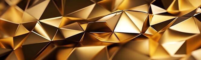Golden 3d background with triangles photo
