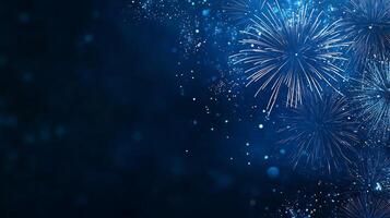 Fireworks on a blue background photo