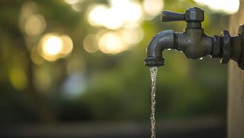 A water faucet with water dripping from it photo