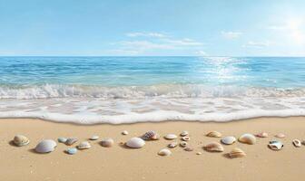 A beach with shells and sand photo