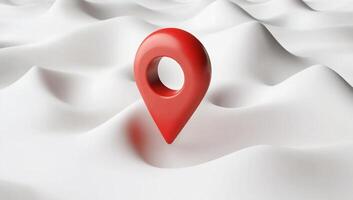 A red pin is in the middle of a white background photo